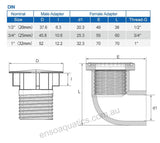 Sanking Plumbing Grey Din 90 Degree Drainage Tank Fitting 25mm-Hurstville Aquarium