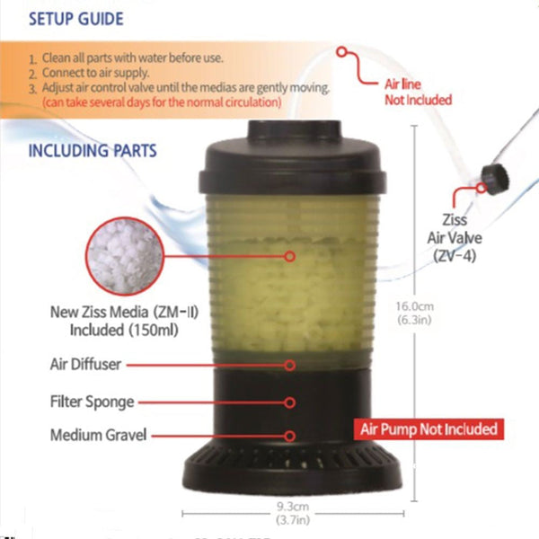 Ziss Aqua Aquarium Fish Bubble Bio Media Filter Zbs-150-Hurstville Aquarium