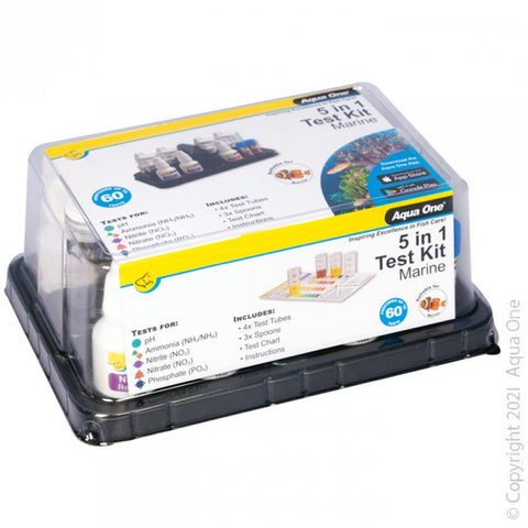 Aqua One Test Kit 5in1 Marine Ph Nh4 No2 No3 Po4 (92062)-Hurstville Aquarium