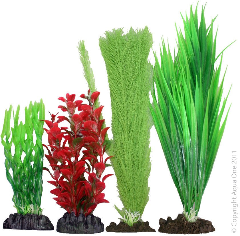 Aqua One Plastic Plants 4pk (24232)-Hurstville Aquarium