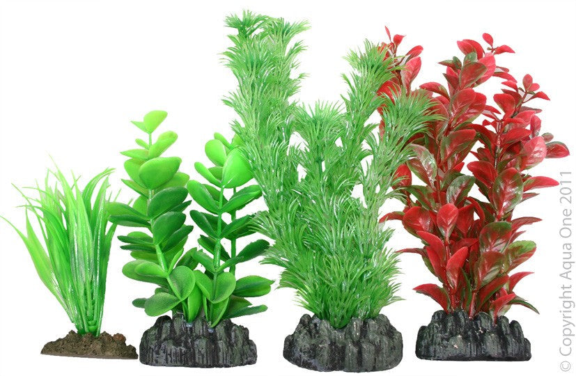 Aqua One Plastic Plants 4pk (24236)-Hurstville Aquarium