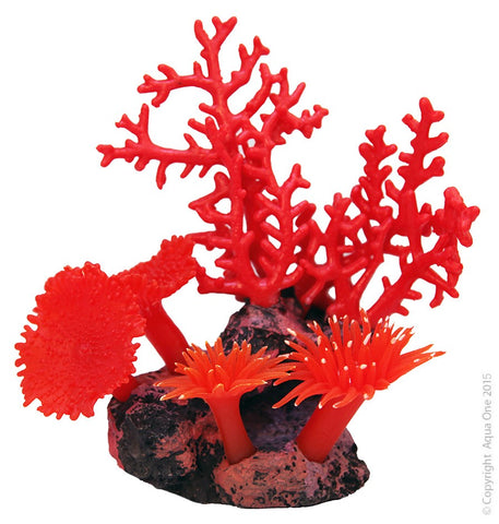 Aqua One Ornament Copi Coral Red Gorgonian And Anemones 22x12x21cm-Hurstville Aquarium