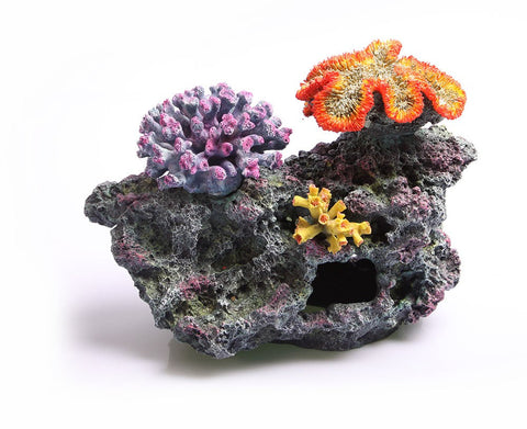 Aqua One Ornament 3 Corals On Live Rock Large (35x18.5x25cm) (36877)-Hurstville Aquarium