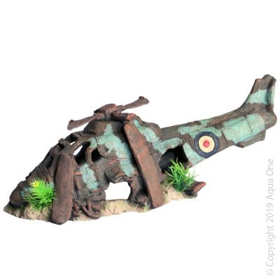 Aqua One Ornament Ruined Helicopter Xl 74x25x24cm (36979)-Hurstville Aquarium