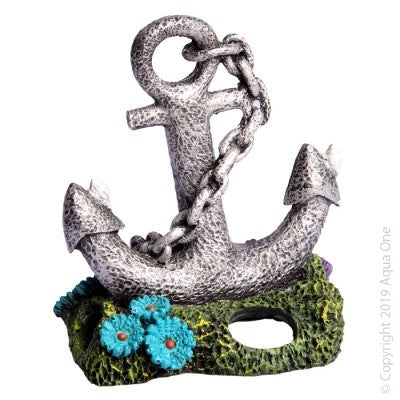 Aqua One Ornament Ruined Anchor On Reef 10.5x7x12cmh (36916)-Hurstville Aquarium