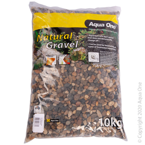 Aqua One Decorative Gravel 10kg Natural Polished Stone 8-12mm