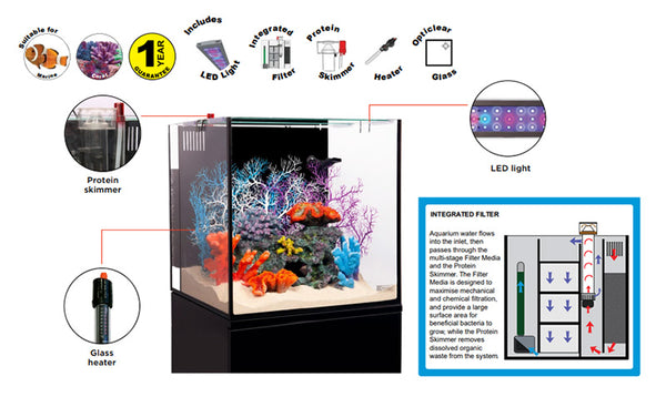 Aqua One Nanoreef 80 Marine Aquarium 80l 45 X 45 X 45cm